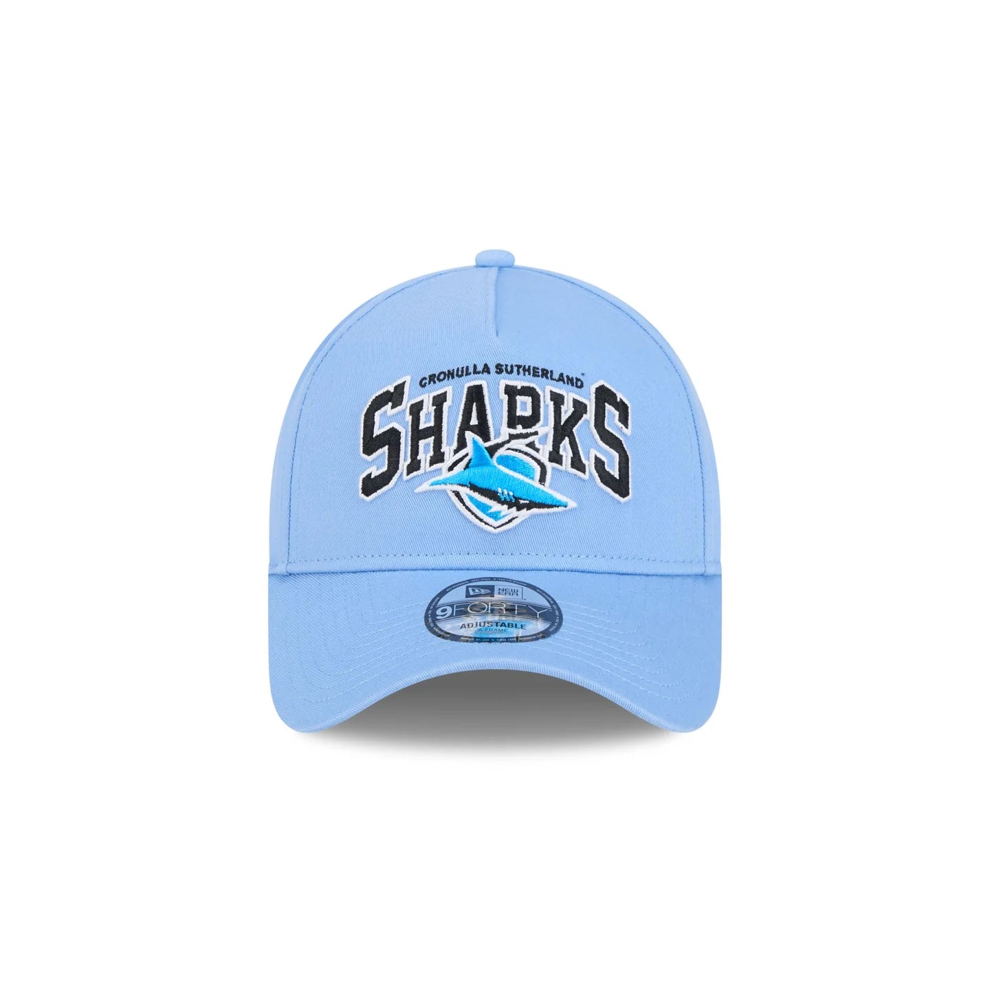 Cronulla-Sutherland Sharks Hat - Blue Logo Arch 9Forty A-Frame NRL Snapback Cap - New Era